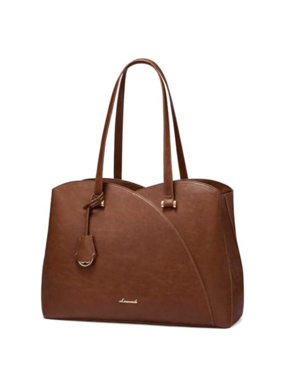 Waterproof PU Leather Laptop Tote Bag for Work Travel Office 15.6 inch